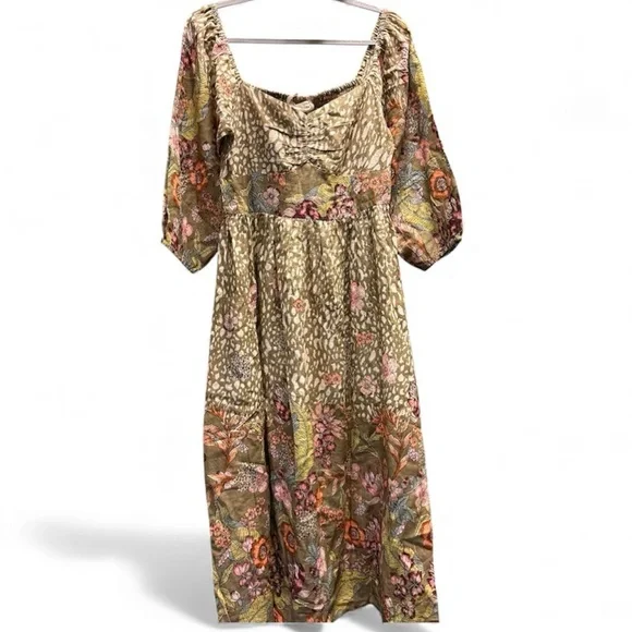 Z&L Europe Smock Dress Size Large Cottage Fall Desert Boho Floral Cotton NWT - Picture 2 of 9
